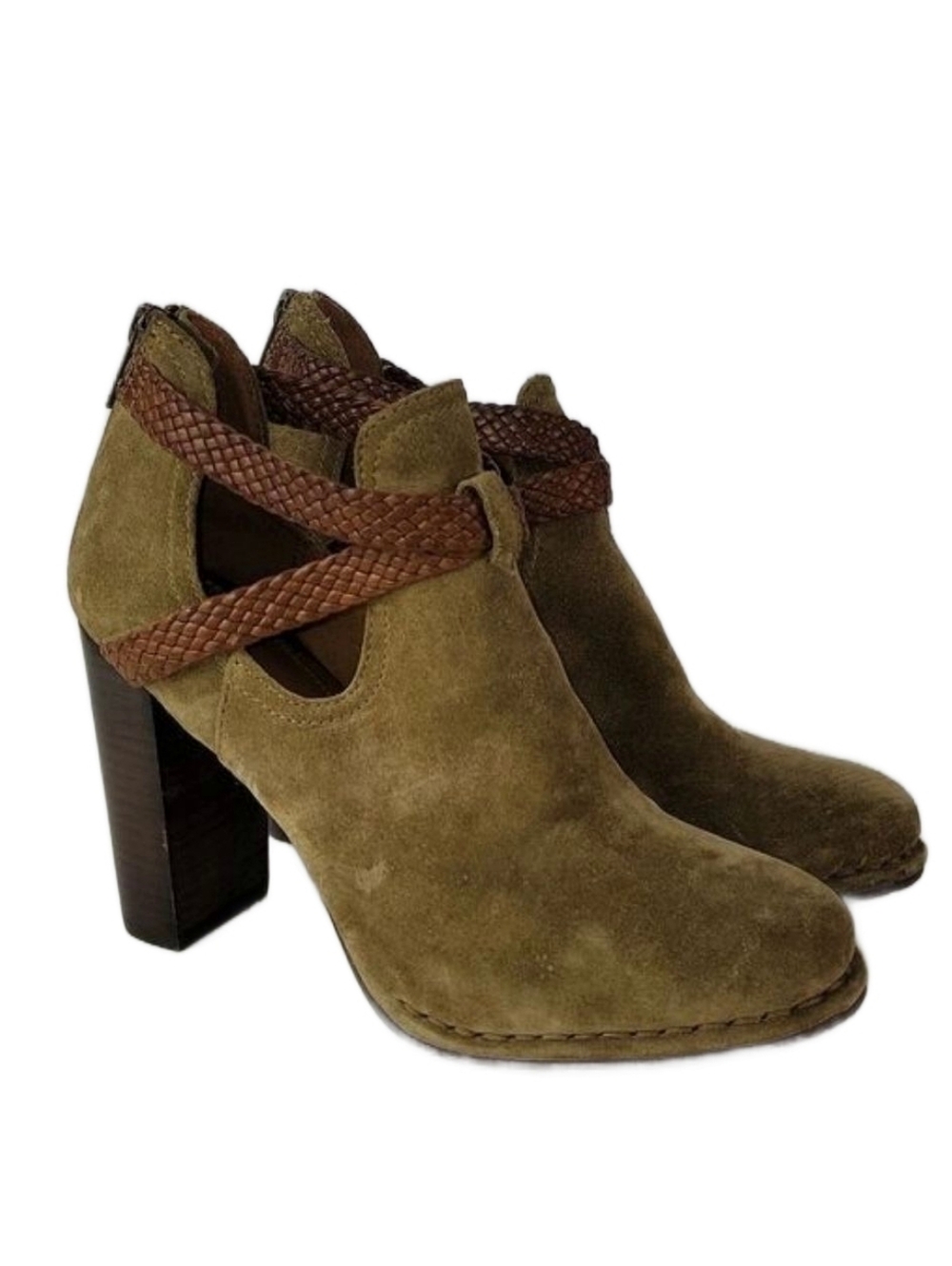 Frye Margaret Shootie Suede Suede Braided Strap Booties